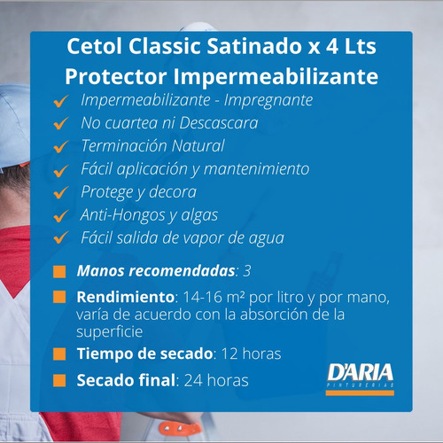 Cetol Classic Satinado Exterior X 4 Lts Impregnante Madera