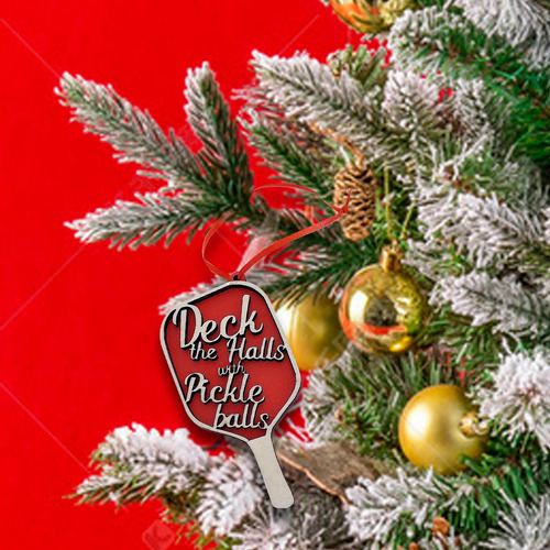 4 Adorno Navideño De Pickleball, Deck The Halls, Regalo