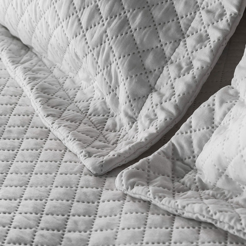 Colcha Cubrecama Quilt De Verano 2 Plaza Y Media + 2 Funda Color Blanco