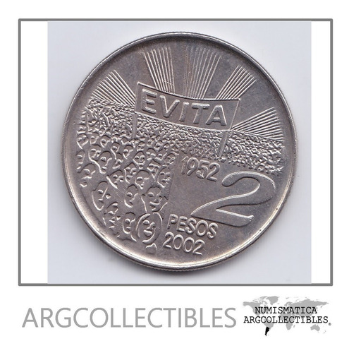 Argentina Moneda 2 Pesos 2002 Km-135 Unc