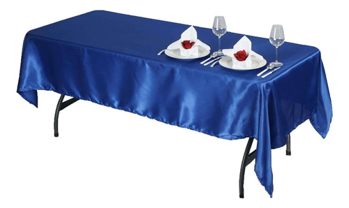 Mantel Rectangular De Satén Azul Rey De 60 X 102 Pulgadas