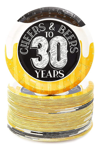 ~? Sparkle And Bash Cheers & Beers To 30 Years Paper Plates 