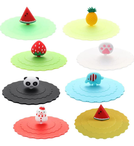 Novo 8 Peças Tampas De Copo De Silicone Reutilizáveis Capa