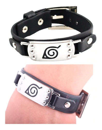 Pulsera Brazalete Aldea Hoja Konoha Naruto Unisex Cuero