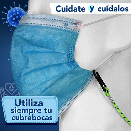 Imagen 4 de 8 de Sujetador Cordon Para Cubrebocas Ajustable Mayoreo Set 3 Pz