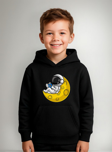 Moletom Infantil Blusa Com Capuz Astronauta Lua Livro