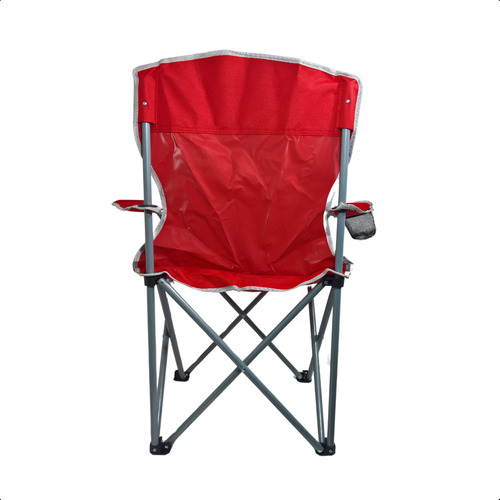 Cadeira Dobrável Reforçada Neoblue Explorer Vermelha Suporta 160kg - C/ Apoio De Braço E Porta Copos, Para Camping E Pesca - Bolsa Inclusa
