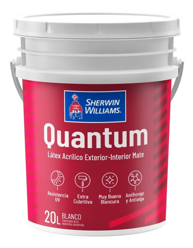 Latex Sherwin Premium Int Ext Quantum 20 Lts Mate Blanco 