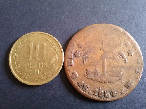 Moneda Bolivia 4 Soles 1854 Cobre ¿ensayo? ¿falsa?