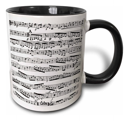 3drose Mug_112825_4 Notas Musicales Partitura Vintage