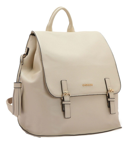 Mochila Feminina Chenson Classica Casual Passeio Cor Bege Desenho Do Tecido Lisa