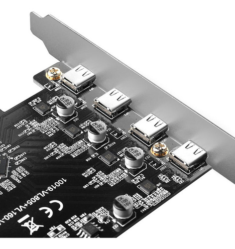 Placa Adaptador Pci-express X1 Com 4 Portas Usb Tipo C 3.1