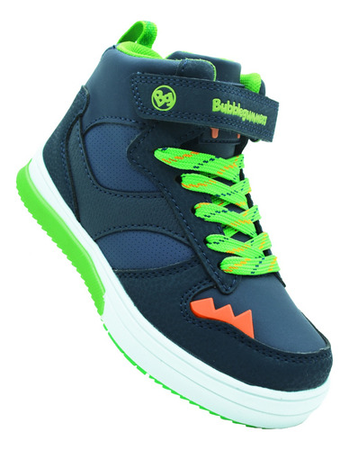 Tenis Bota Bubble Gummers Oman Marino/verde Con Luces