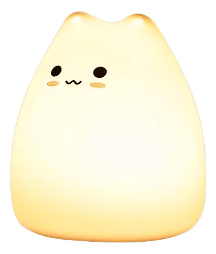 Luminaria Infantil Led Gatinho Silicone Com Luz Colorida Rgb Cúpula Branco Estrutura Branco 127/220v