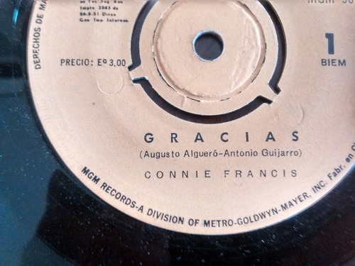 Vinilo Single De Connie Francis  Gracias ( M-32