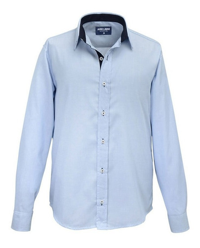 Camisa Oficina Celeste M/l Aire Libre Comb