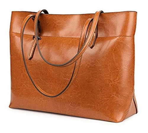 Bolsa Para Dama Naranja Tote Cuero Kattee