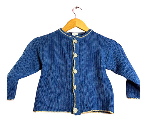 Sweater Azul Con Botones Algodon Jersey
