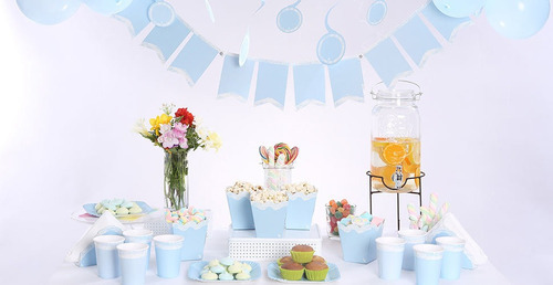 Imagen 2 de 2 de Banderin Feliz Cumpleaños Fiesta Cotillon Ote Color Celeste Pastel