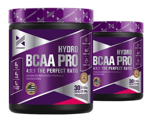 2 Hydro Bcaa Pro 4:1:1 Xtrenght Nutrition 30 Tomas 360 Grs