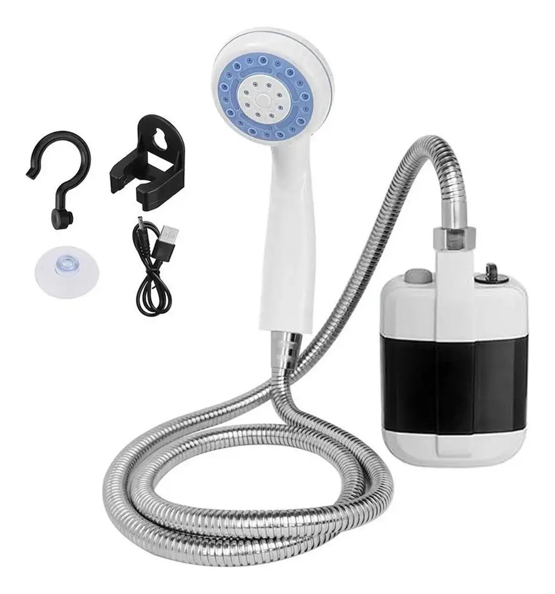 Regadera Portátil para Acampar de 10 L con Bomba USB Recargable, para Bañar y Viajar