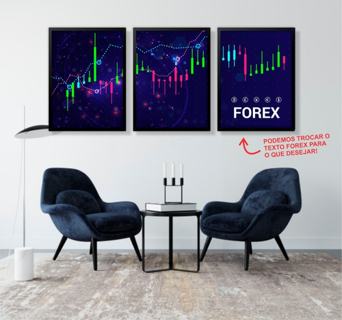 Quadros C/ Moldura Forex Investidor Trader Gráfico Velas