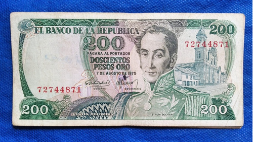 Billetes De 200 Pesos Cafeterito, Año 1975, 8 Dígitos. Valor