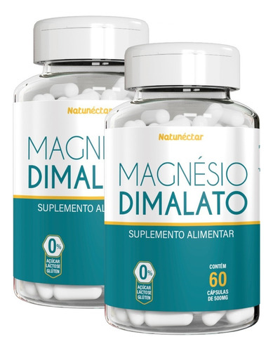 Kit 2 Magnésio Dimalato 500mg 120 Cápsulas Suplemento