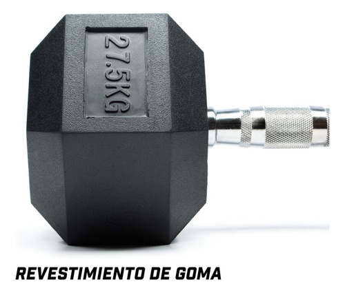 Mancuerna Hexagonal Ironside Hierro Fundido Engomado 27.5kg