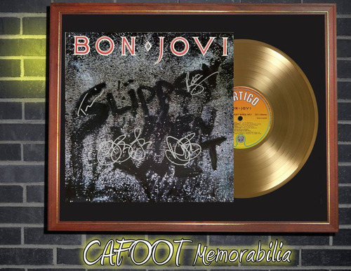 Bon Jovi Slippery When Wet Lp Firmado Y Disco Oro