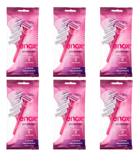 Kit Aparelho De Depilar Descartável Enox Gt-2 Woman C/6