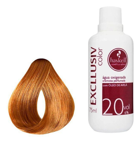 Kit Tintura Haskell  Coloração Kit coloração haskell excllusiv 9.34+água oxig haskell 20vol tom 7.34 para cabelo