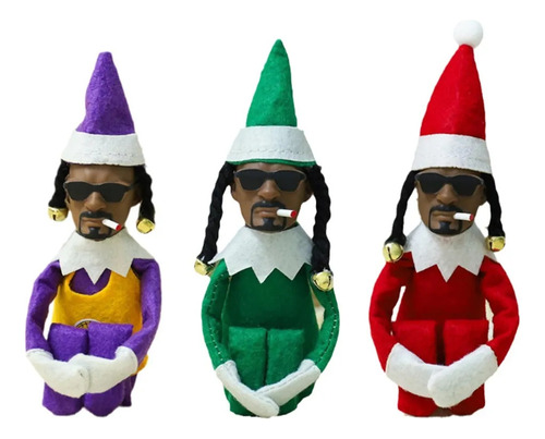 Muñeco Negro De Elfo Navideño Snoop On A Stoop, 3 Piezas