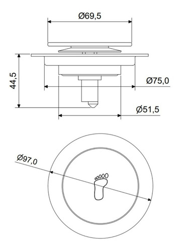 Ralo Click Up Redondo Banheiro Inox 10cm