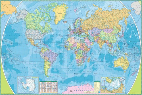 Mapamundi Mural Gigante Mapa Mundial Con Nombres Cartulina