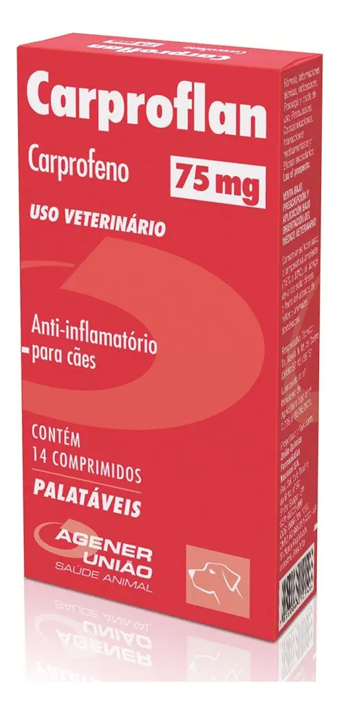 Carproflan Agener União 75mg 14 Comprimidos Para Cães
