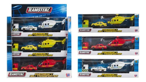 Teamsterz Camión Con Tráiler + Vehículo + Helicóptero 14021