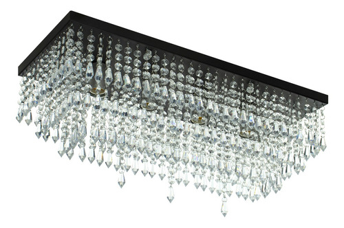 Lustre Luminária Queops Retangular 60x25 Cm Preto