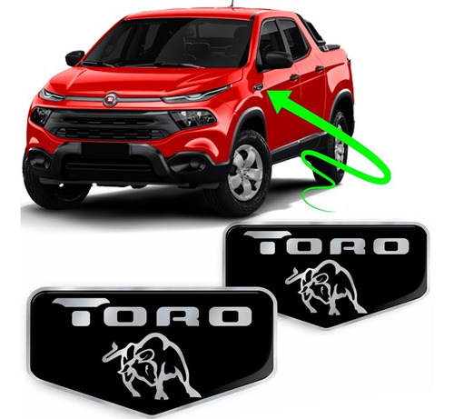 Par Adesivo Aplique Lateral Emblema Fiat Toro - Resinado