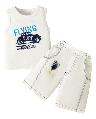 Conjunto Verano Bebé 9-24 M Sin Manga Con Estampado De Carro