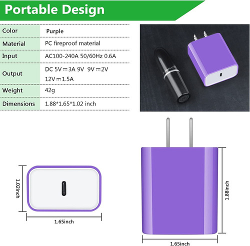 Usb C Plug In Wall Charger, 20w Pd 3.0 Type C Fast Charging