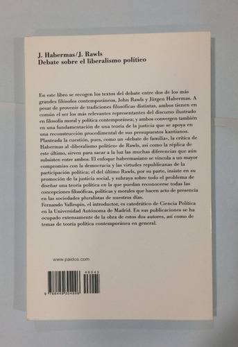 Debate Sobre El Liberalismo Político. Jürgen Habermas / J. R