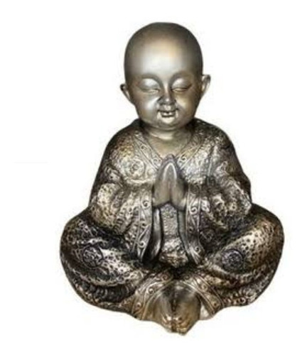 Figura Decorativa Buda Orando Color Plateado 14 X 16 Cm
