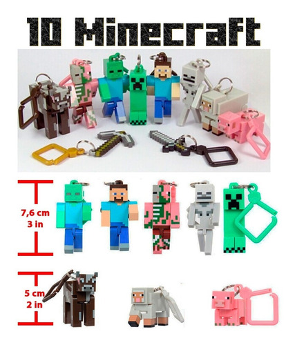 Llaveros De Minecraft (set 10 Piezas) 5 A 8 Centímetros