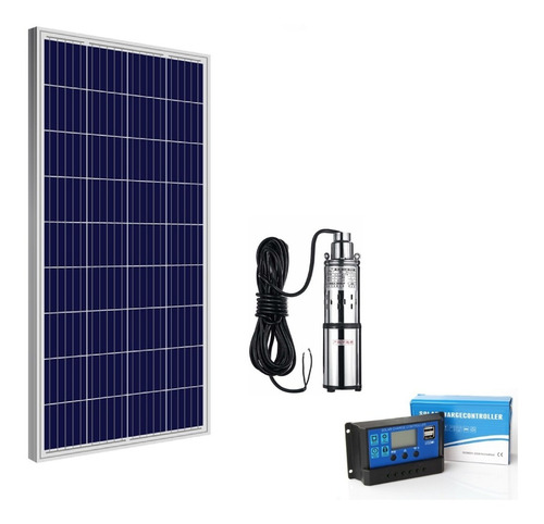 Imagen 1 de 10 de Kit Bomba Agua Sumergible + Panel Solar 100w + Controlador