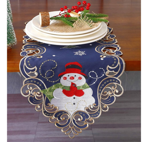 Granddeco Camino De Mesa Navideño 13x36 Pulgadas Bordado Muñ