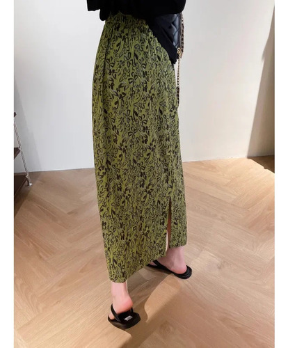 Elegante Falda Midi De Tul Plisado Con Abertura Lateral Para