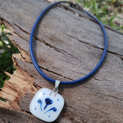 Collar Chico Estilo Talavera Con Lazo De Caucho Color Azul