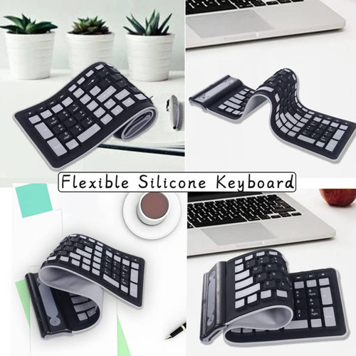 Zz Teclado De Goma Blanda Enrollable De Silicona Flex A