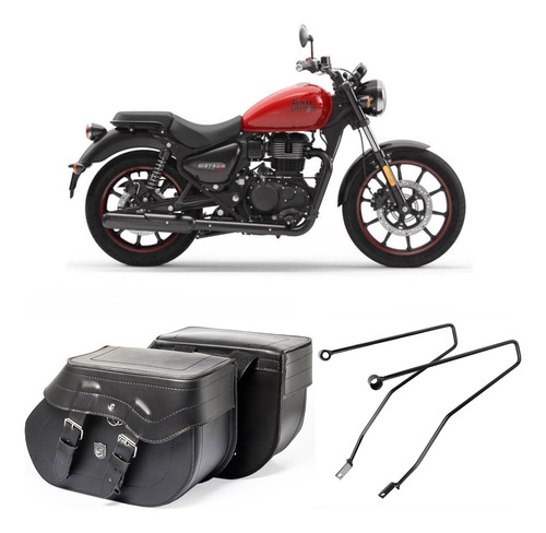 Alforge Bolsa Moto Custom Lateral 30l + Afastador Meteor 350
